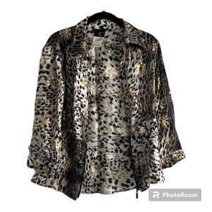 Just Cavalli gold brown cheetah silk button down
